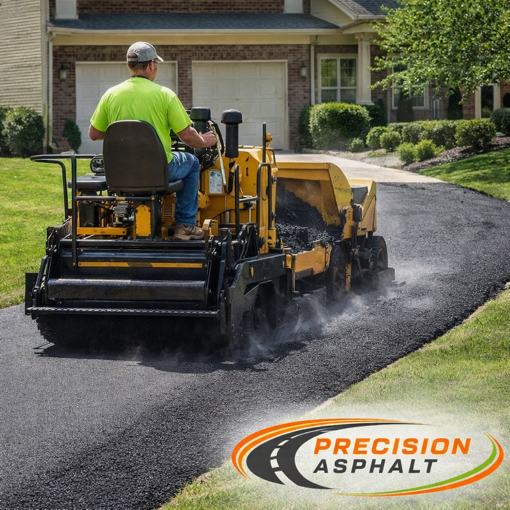 Fresh asphalt paving on a North Alabama driveway